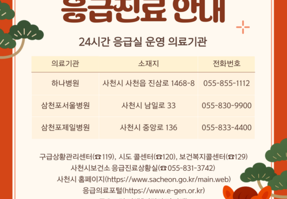 사천시,+설+연휴.의료공백+ZERO.비상진료체계+가동-응급진료+안내.png.middle