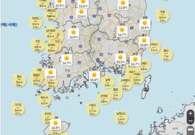 오늘 내륙 중심 낮과 밤의 기온차 큼, 내일 중부지방 중심 비”