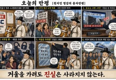 천지인 영감의 풍자만평””MBC 배제 논란! 거울을 가려도 진실은 사라지지 않는다[천지인 뉴스]