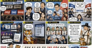 천지인 영감 시사만평,민생은 없고 확성기만 남았다…민주당 전당대회, 정책 대신 SNS 전쟁[천지인뉴스]