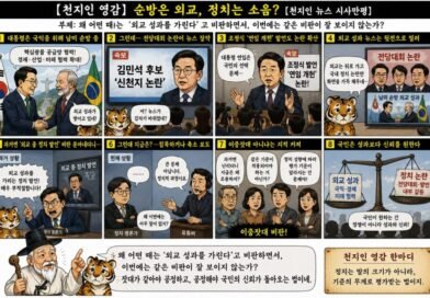 【천지인 영감】 순방은 외교, 정치는 소음?[천지인 뉴스 시사만평]
