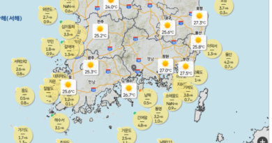날씨,수도권과 강원도 중심 비/소나기, 돌풍.천둥.번개 유의, 당분간 무더위”