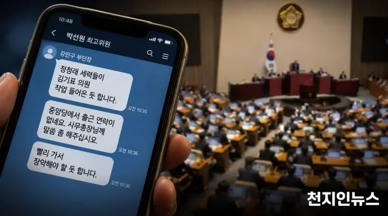 [천지인뉴스] “정청래 세력 작업·빨리 장악”…민주당 윤리감찰단 문자 파문, 강민구 하루 만에 해임