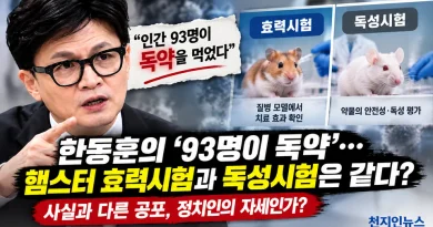 [천지인뉴스 팩트체크] 한동훈의 ‘93명이 독약 먹었다’…햄스터 효력시험을 ‘독약’으로 단정할 수 있나