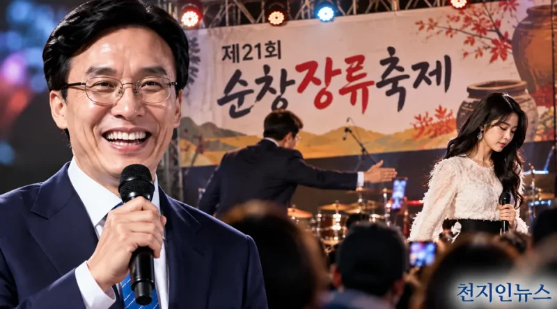 [천지인뉴스] 김민석 순창축제 공연 중단 논란…사회자 돌발 호명에 무대 올라, 주최 측 “진행 착오” 사과